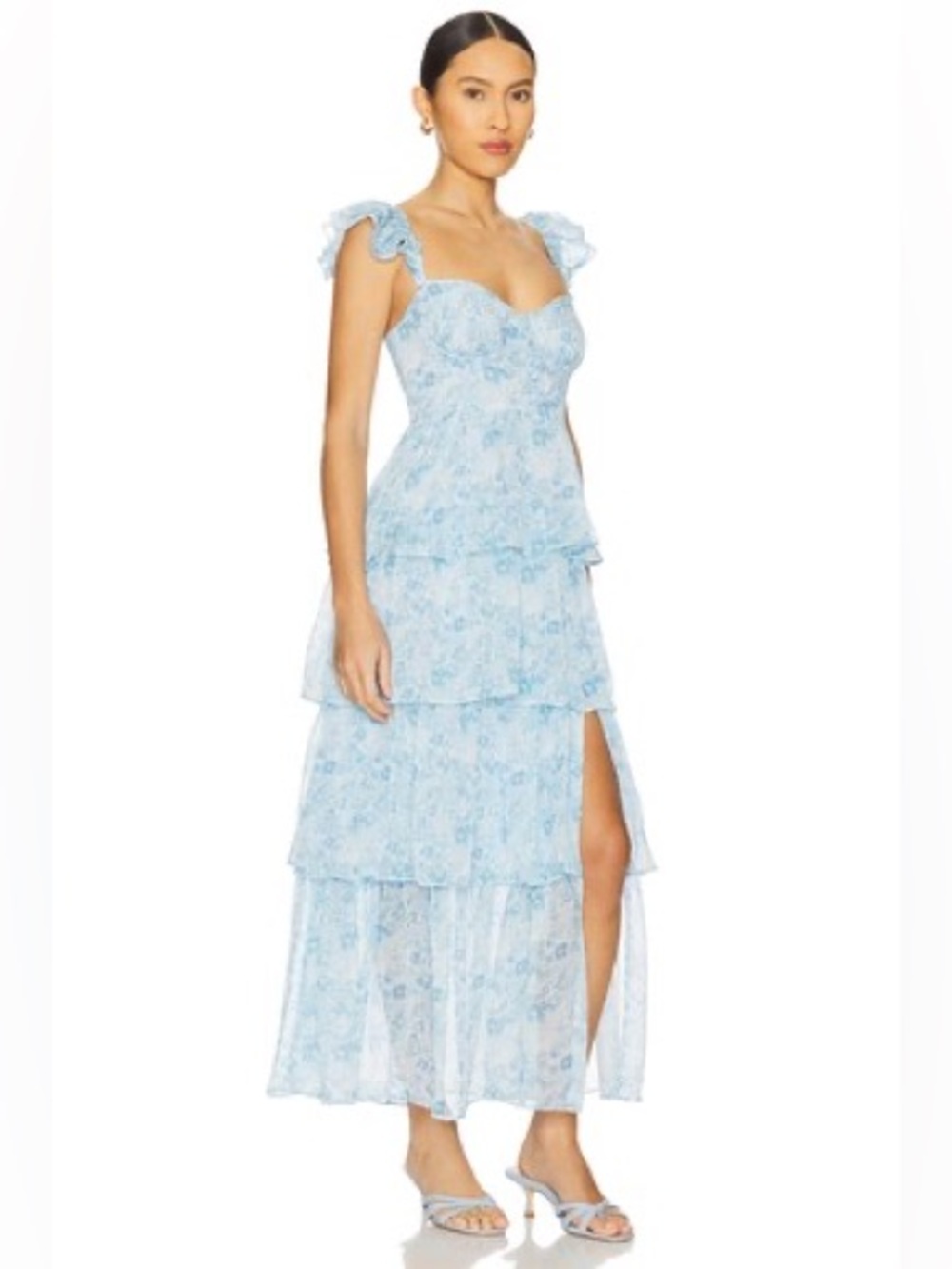 ASTR the Label Midsummer Dress in Blue Floral M - Picture 3 of 15